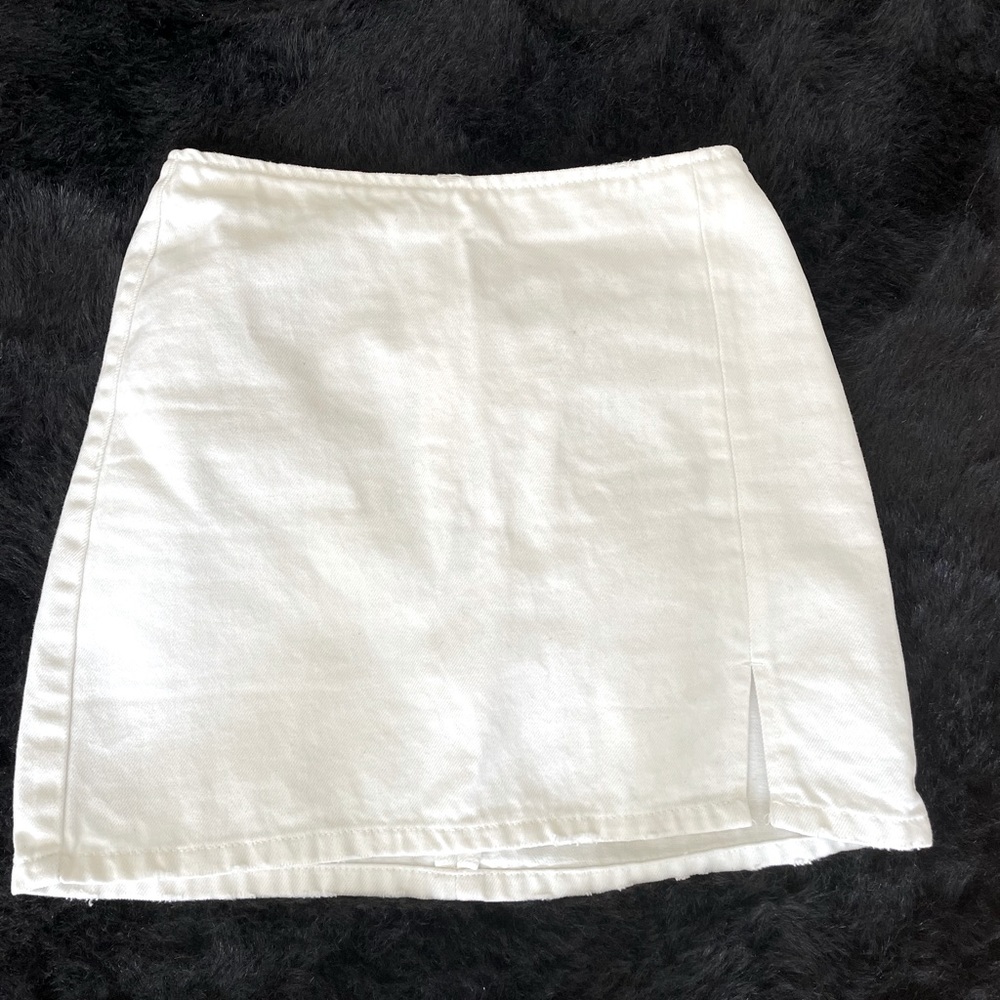 Denim mini skirt in white by Pull&Bear